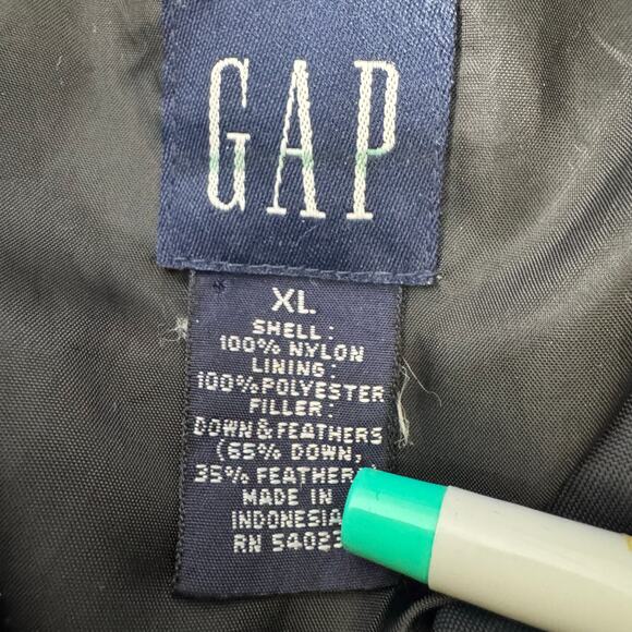 Y2K GAP Womens XL Black Down Filled Insulated Quilted Puffer Ribbed Collar - Picture 4 of 8